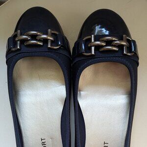 Navy AK Sport Ballet Flats with Silver Buckle 11M